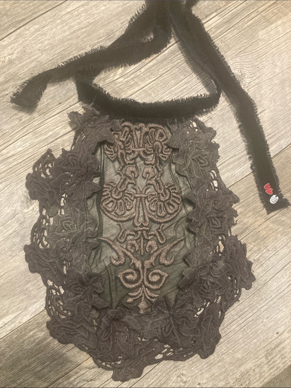 Hand Crafted Black Lace Appliqué Neckpiece